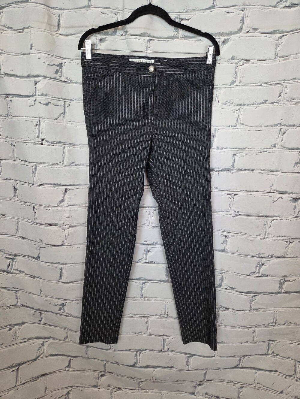 Veronica Beard Linen Pinstripe Slim Pants